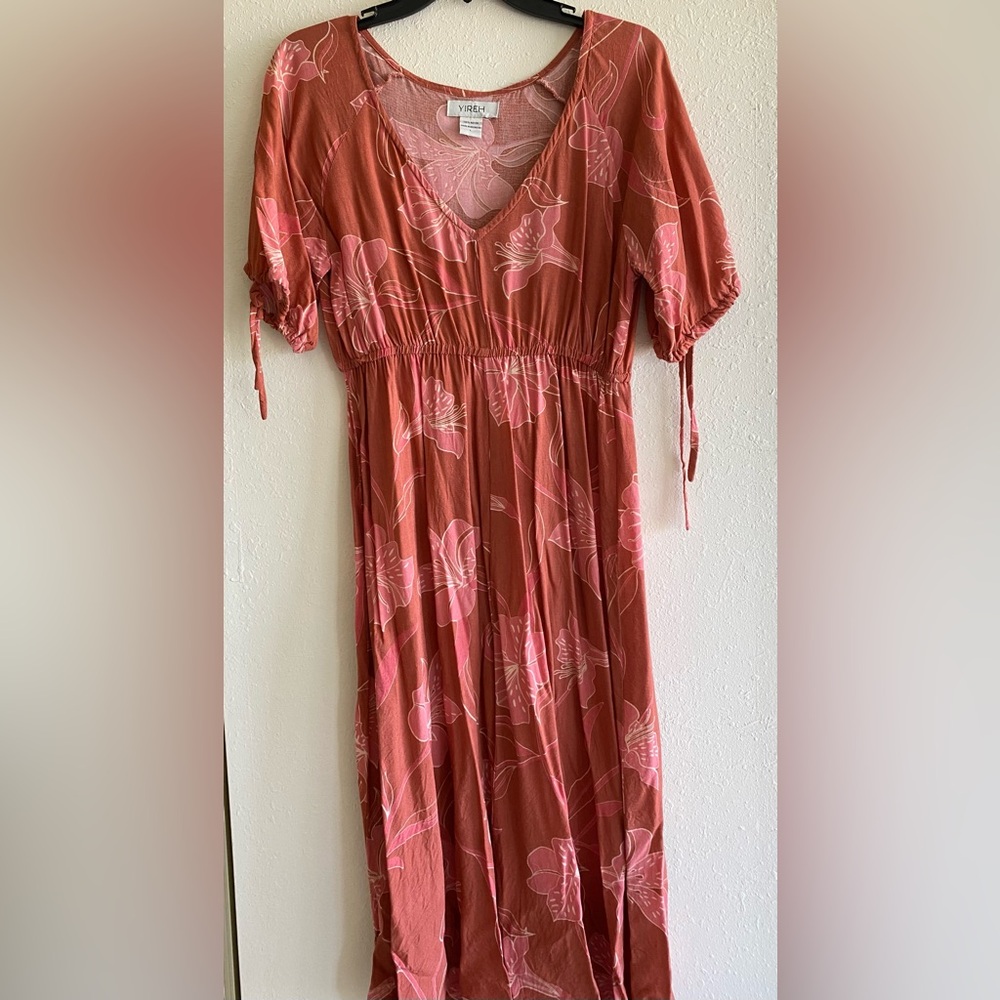 Yireh  Terra cotta and Pink Maxi Dress